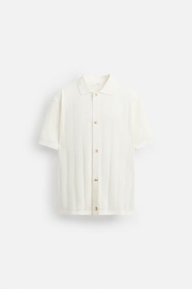 OPENWORK KNIT SHIRT - Oyster-white by Zara