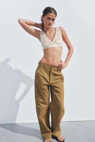 LEATHER TRIANGLE BRA - Ecru by Zara - Image 0