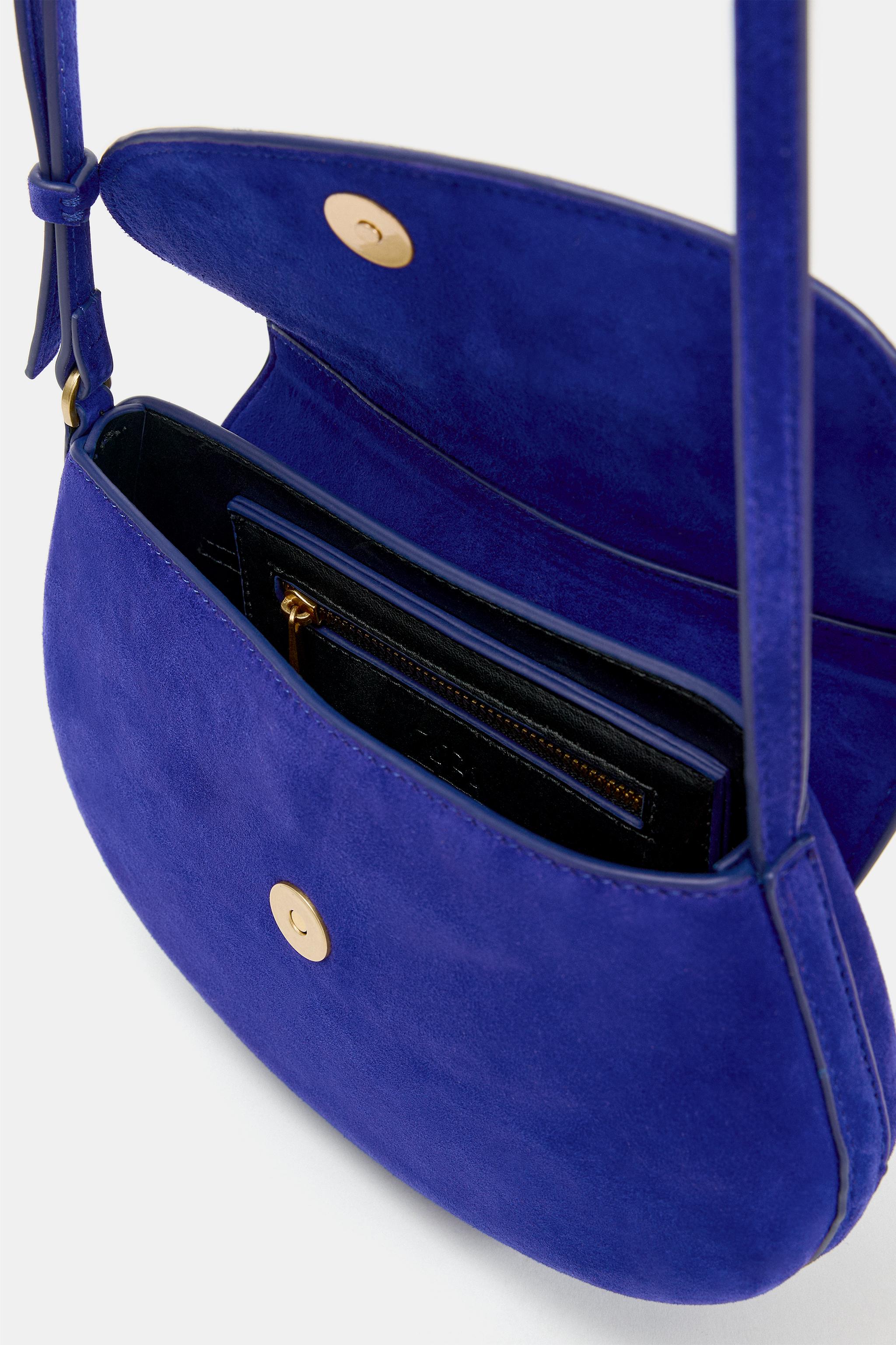 LEATHER CROSSBODY BAG - Blue | ZARA Singapore