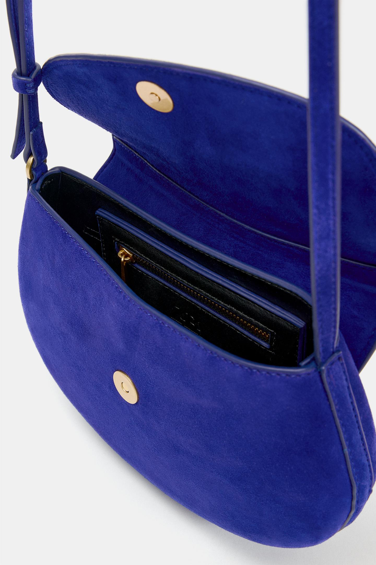 Женская сумка Zara Leather Crossbody, цвет: Синий — фото 5