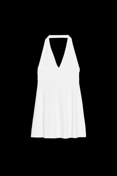 VESTIDO CORTO HALTER - Blanco de Zara