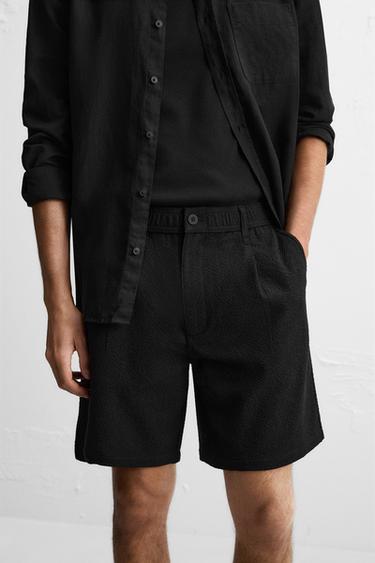 TEXTURED REGULAR FIT BERMUDA SHORTS - Black by Zara - Image 4