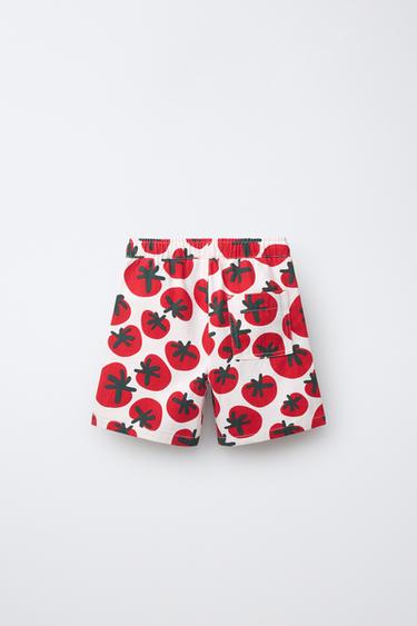 TOMATO PRINT TWILL BERMUDA SHORTS - Red by Zara - Image 1
