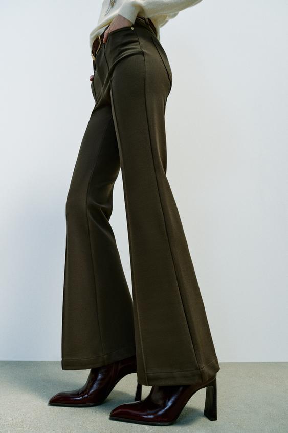 FLARE TROUSERS - Dark khaki by Zara - Image 5
