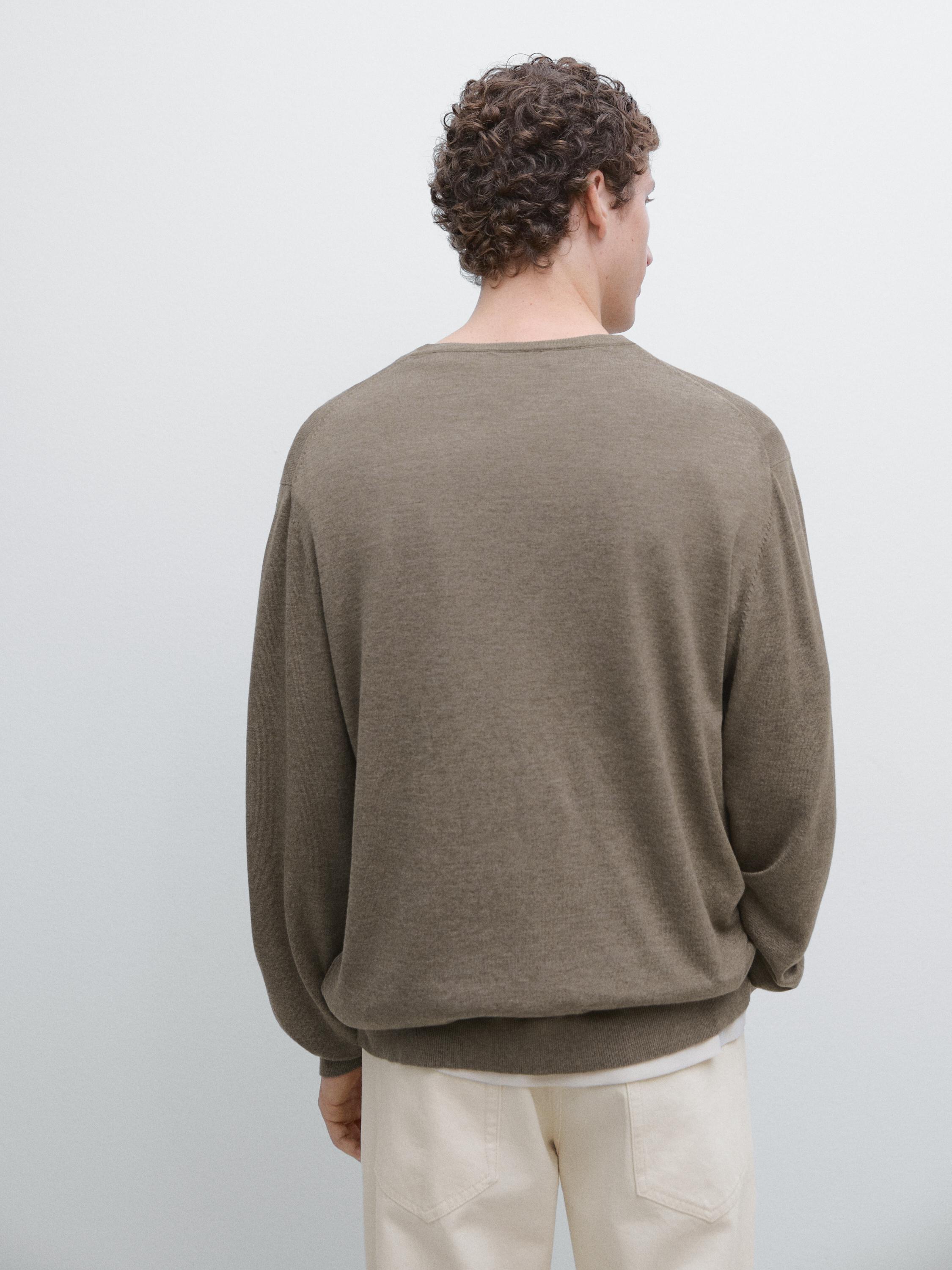 Pull col V en maille de coton mélang