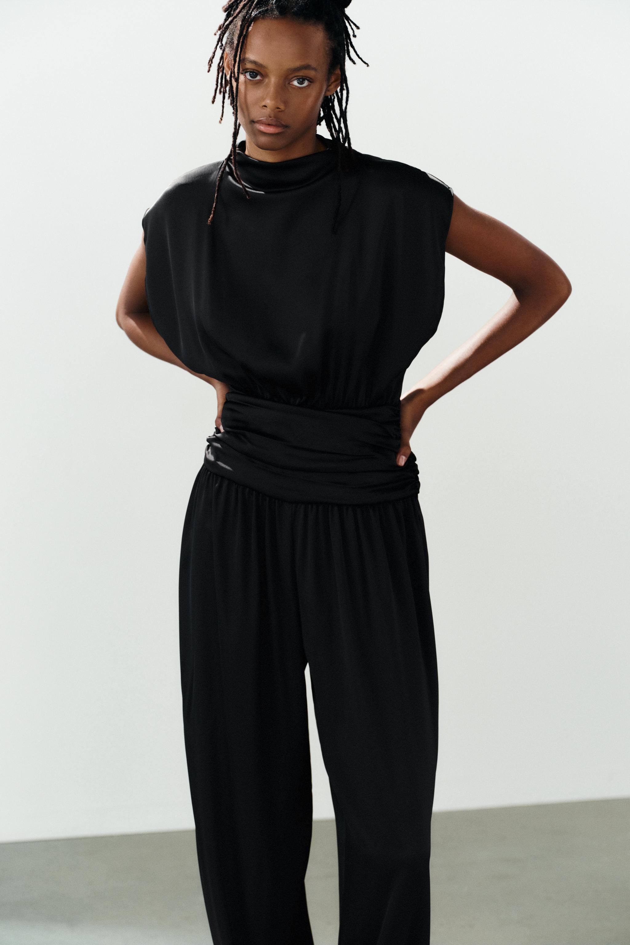 Zara SATIN CUMMERBUND JUMPSUIT — фото 2