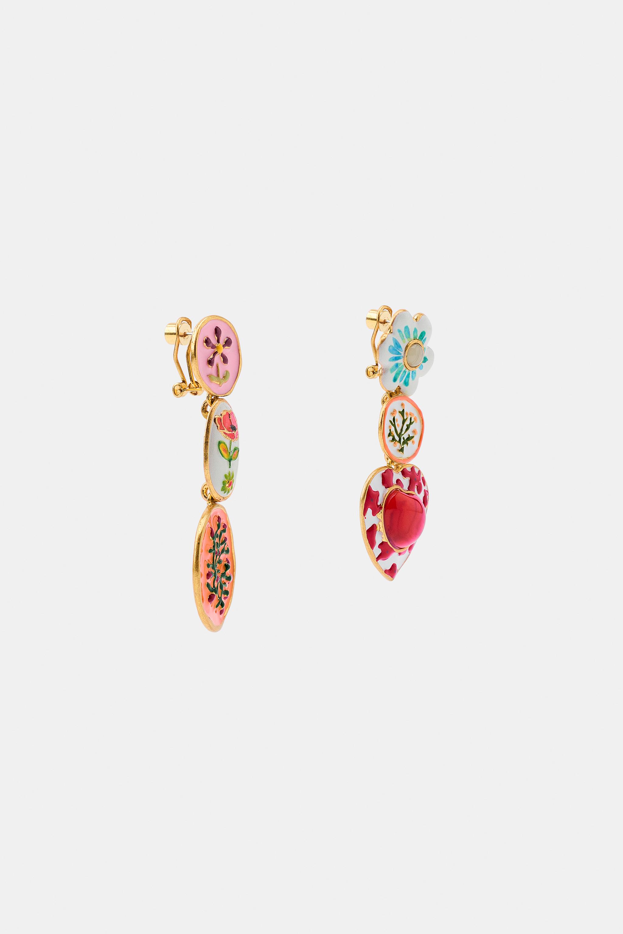 Женские аксессуары Zara RESIN CHARM EARRINGS — фото 4