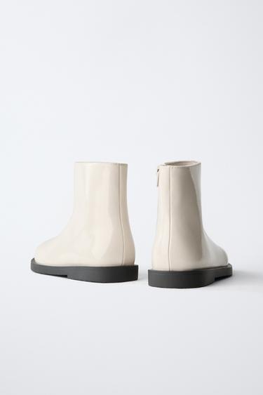 PATENT-FINISH ANKLE BOOTS - Ecru White by Zara - Image 4