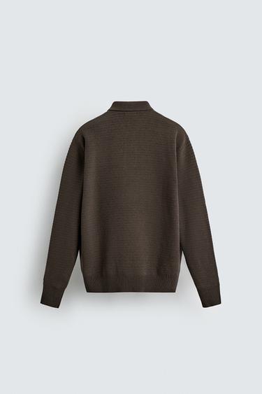 POLO EN MAILLE CHENILLE - Kaki foncé de Zara - Image 7