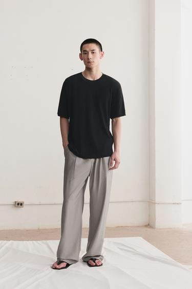 REGULAR FIT KNIT T-SHIRT - Black by Zara