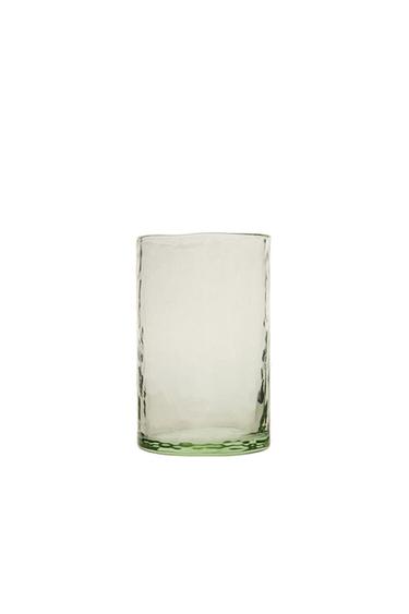 DRINKGLAS MET GEHAMERD EFFECT - Groen van Zara