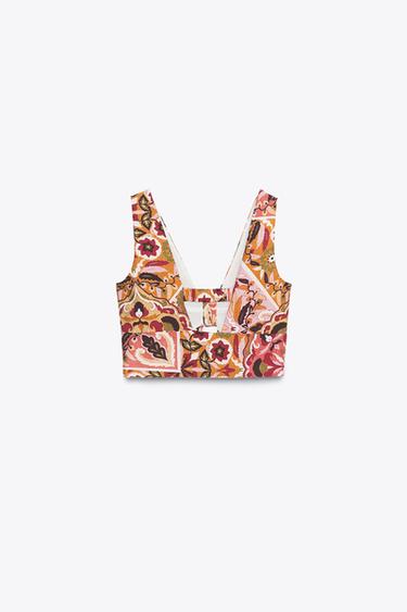 TOP RUSTIQUE IMPRIMÉ AVEC NŒUD - Multicolore de Zara - Image 6