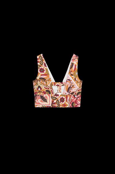 TOP RÚSTICO ESTAMPADO NUDO - Multicolor de Zara