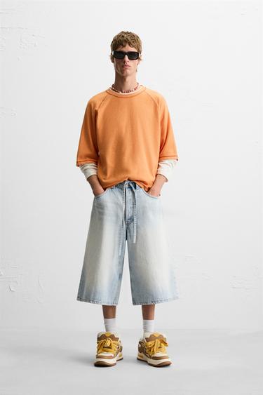 CONTRAST KNIT T-SHIRT - Orange by Zara - Image 0