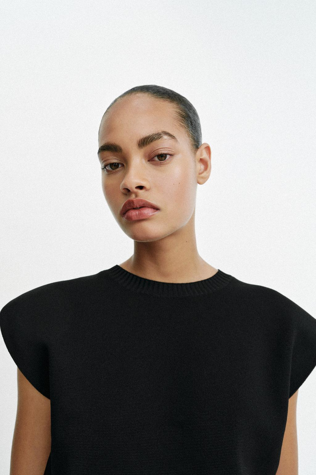 SHOULDER PAD KNIT TOP - image 2