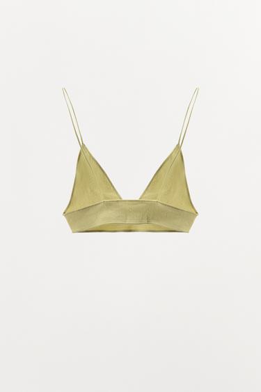 POINTELLE BRALETTE WITH SATIN BOW - Light green by Zara - Image 4