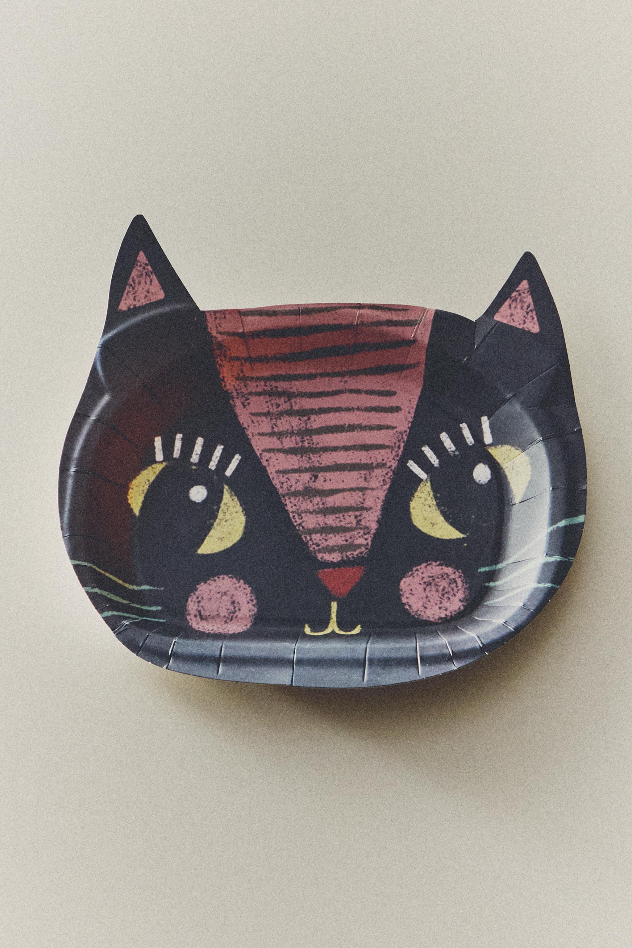 PACK OF HALLOWEEN BLACK CAT KIDS PAPER PLATES (PACK OF 12)