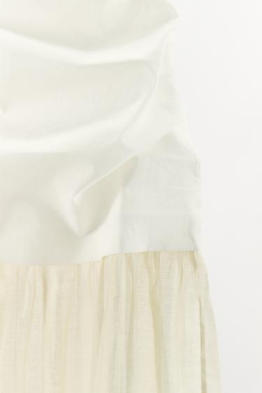 ROBE MIDI BUSTIER EN MATIÈRES VARIÉES - Écru de Zara - Image 8