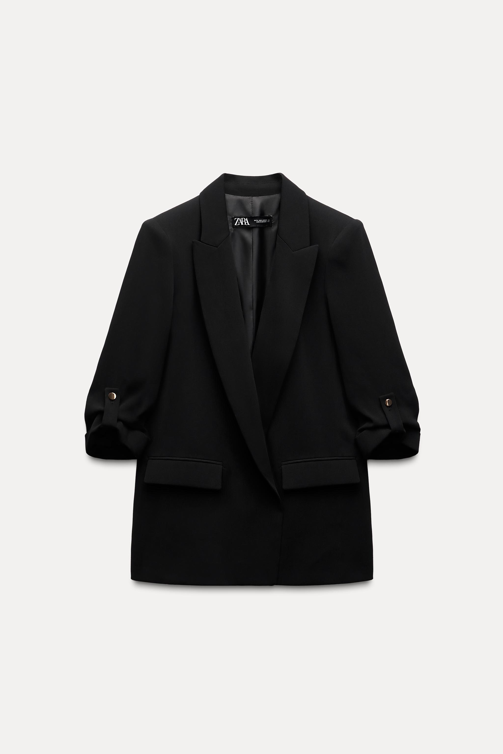 Traje Blazer Zara Negra Mujer Blazers Zara Oversized Crop Mujer