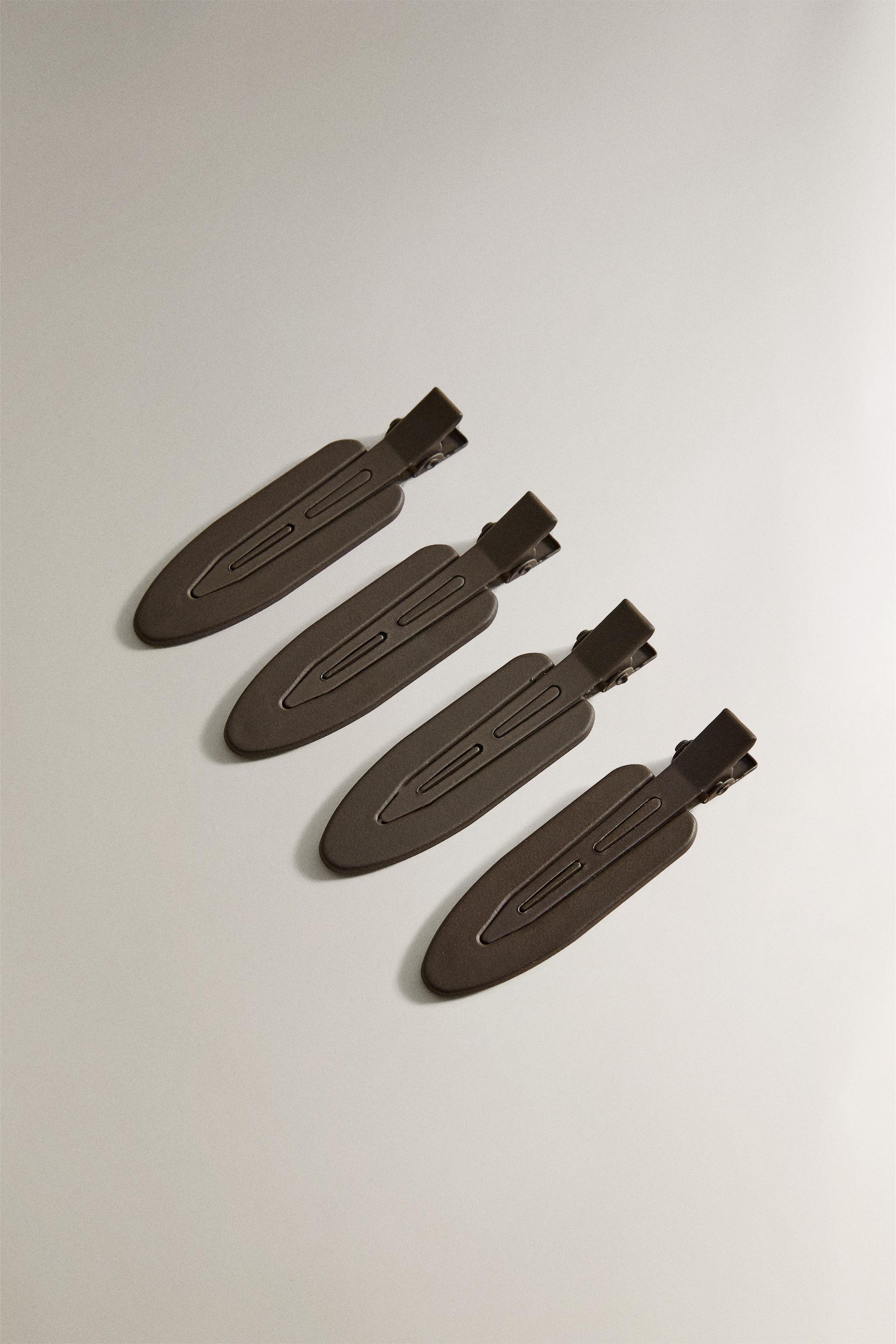 PACK OF FLAT HAIR CLIPS (PACK OF 4) — Brown
