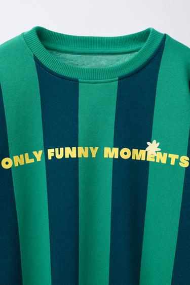 STRIPED SLOGAN SWEATSHIRT - Green by Zara - Image 2
