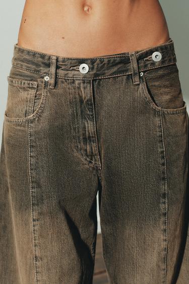 TRF OVERSIZED BARREL LOW-RISE JEANS - Brown by Zara - Image 3