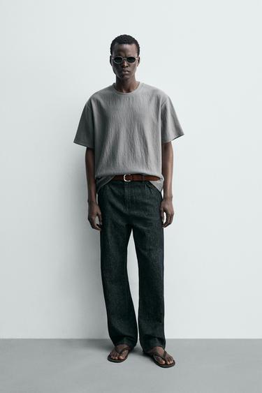 Zaras STRUKTUR T-SHIRT MED LÖS PASSFORM - Grå