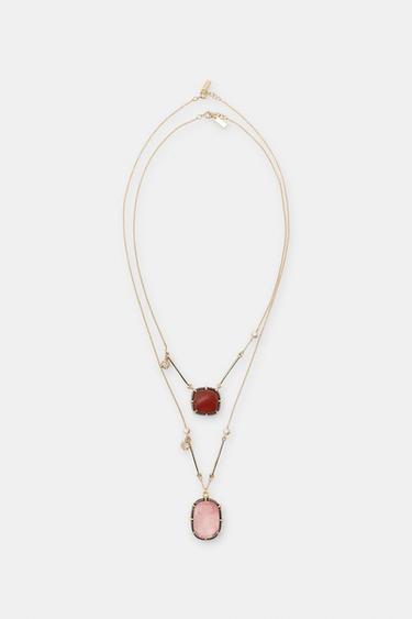 PACK OF STONE NECKLACES - Golden by Zara