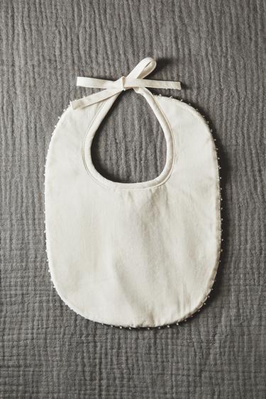 CHILDREN'S BIB WITH TRIM DETAIL - Oyster-white by Zara - Image 5