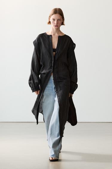 Zara Midi dress with lace sleeves - Black - Image 0