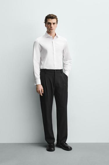 CAMISA SLIM FIT PUÑO PARA BOTÓNS DE PUÑO - Branco de Zara - Imaxe 0