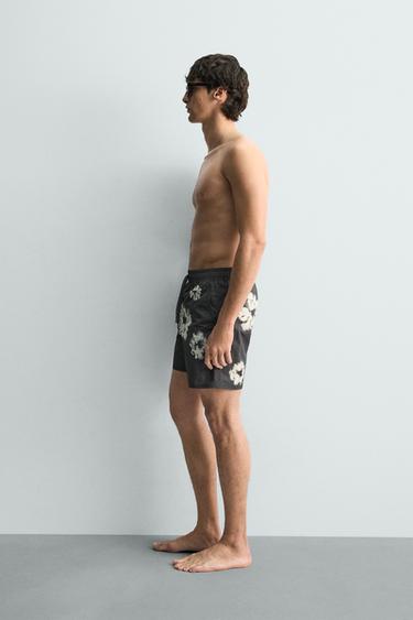 MAILLOT DE BAIN LONG À IMPRIMÉ FLORAL - Gris de Zara - Image 4
