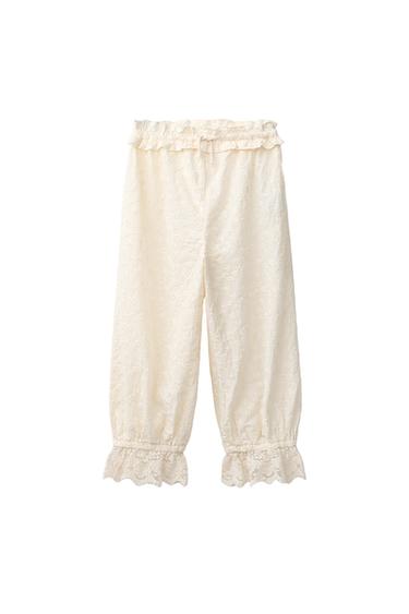 HLAČE ALADINKE Z VEZENINAMI - Ekru barva od Zare