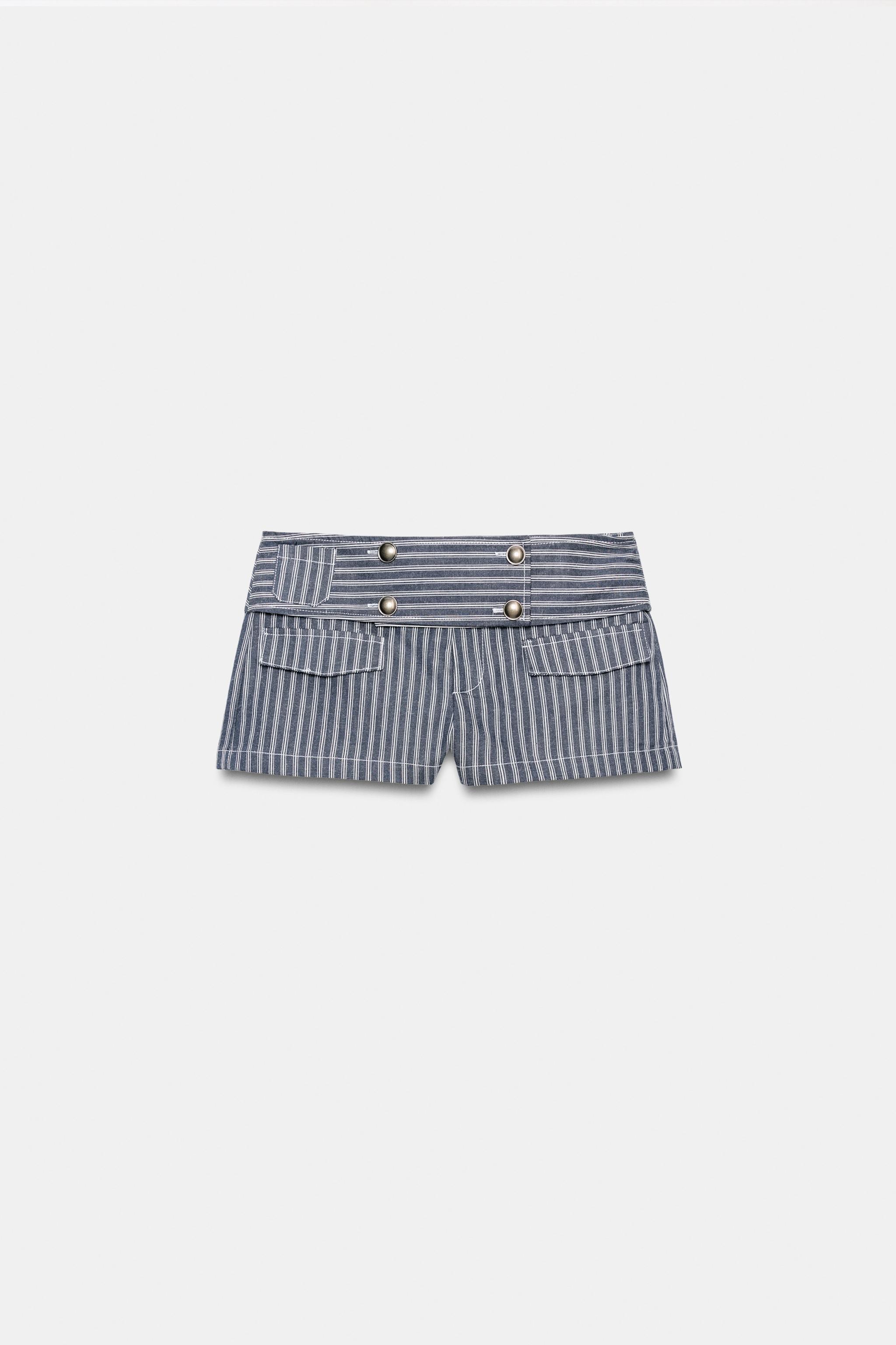Женские шорты Zara STRIPED BUTTON MINI SHORTS — фото 2