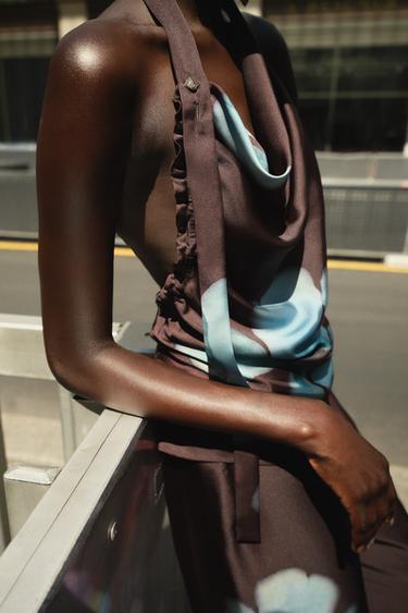 FLORAL PRINT SATIN TOP - Multicoloured by Zara