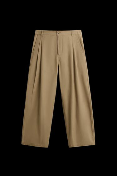 Zara PLEATED WIDE FIT PANTS - taupe brown - Image 0