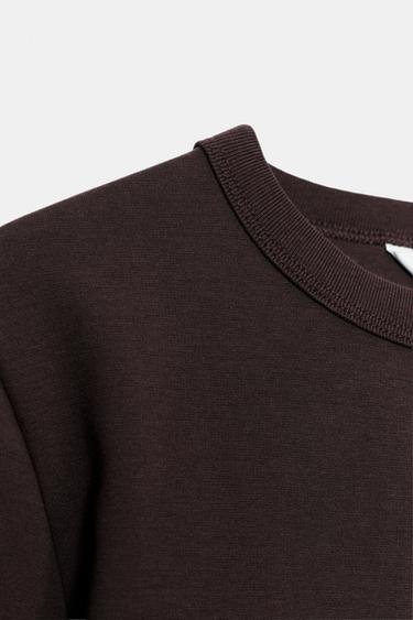 INTERLOCK LONG SLEEVE T-SHIRT - Chocolate by Zara
