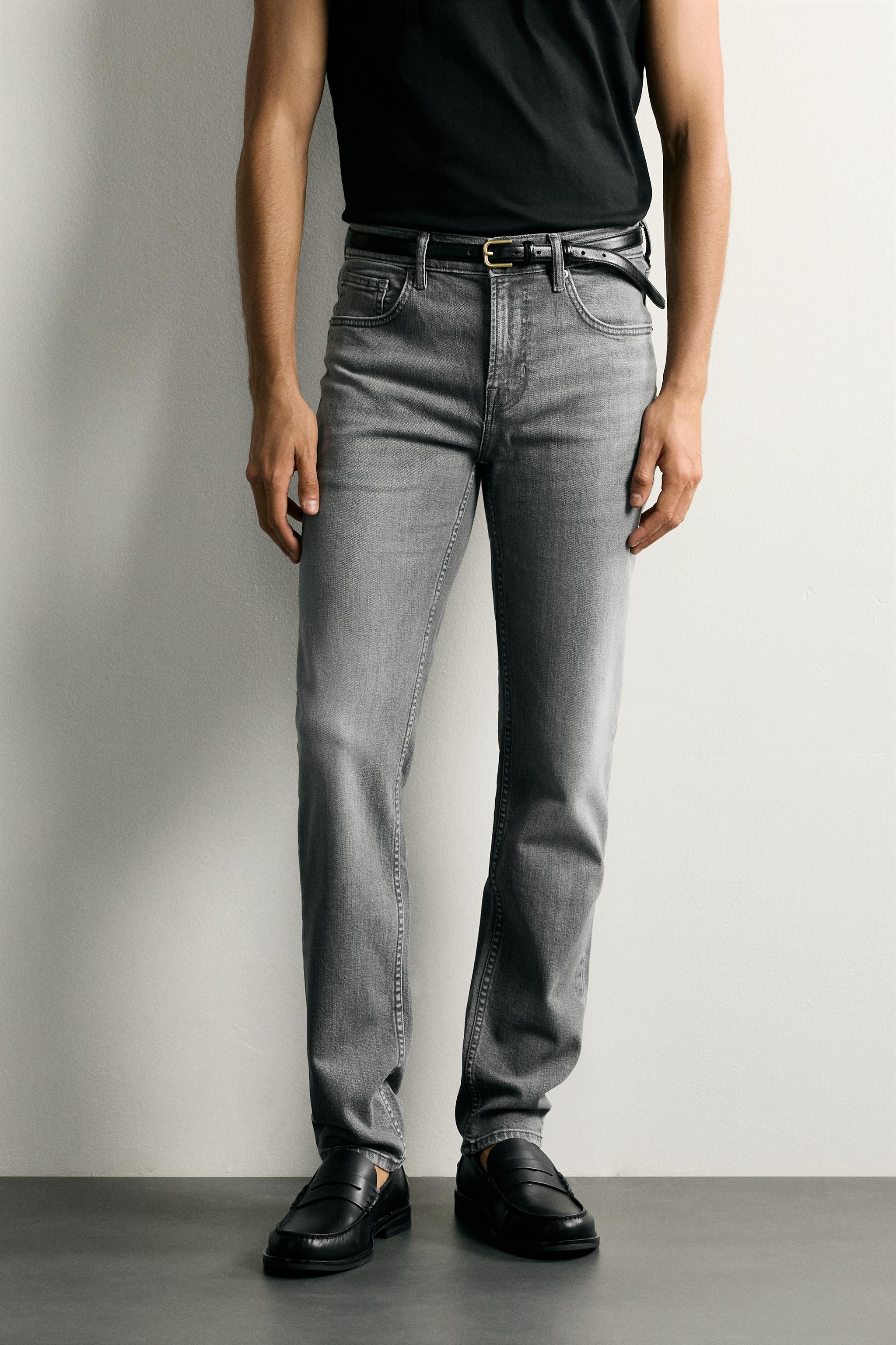 BASIC SLIM FIT JEANS — Light gray