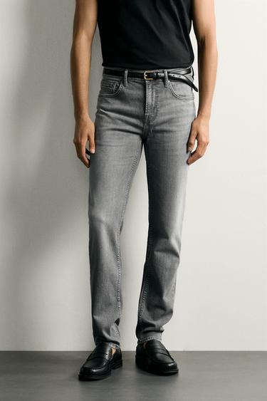 DŽÍNY BASIC SLIM FIT - Světle šedá od Zara