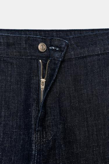 HIGH-WAIST DENIM EFFECT TROUSERS - Dark indigo by Zara - Image 6