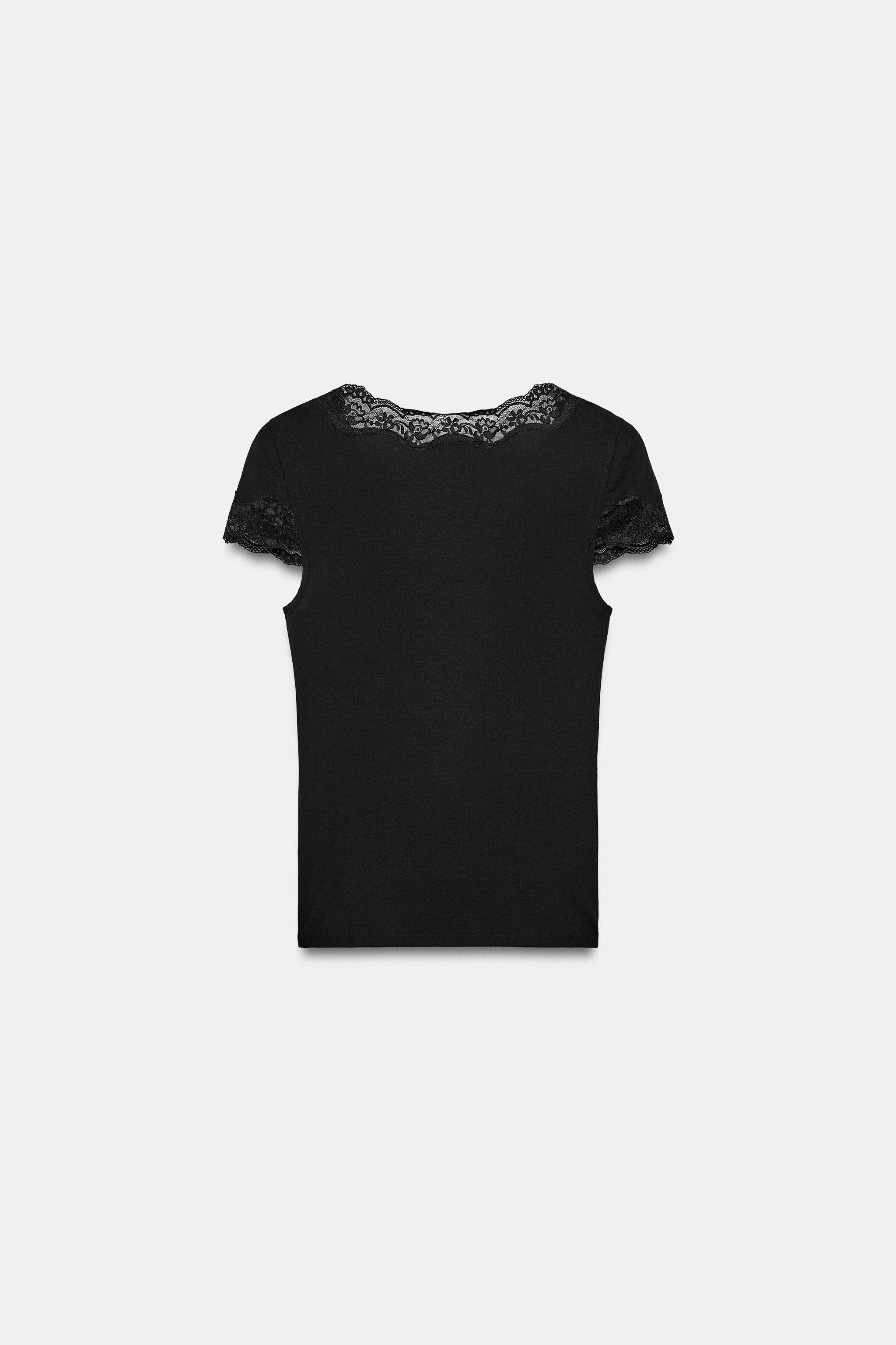Женские топы Zara COMBINED LACE TOP — фото 6