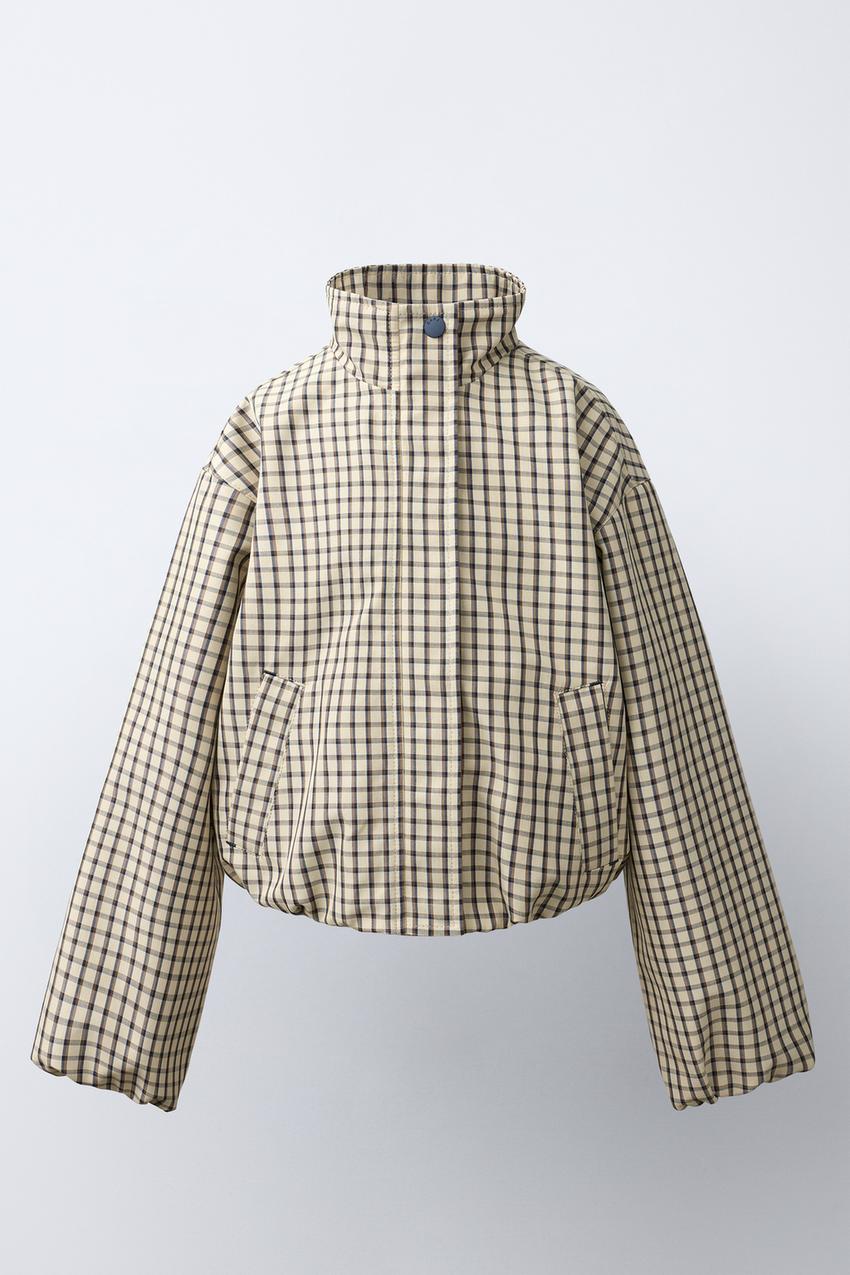 チェック柄ボンバージャケット - エクリュ/ブラック | ZARA Japan / 日本