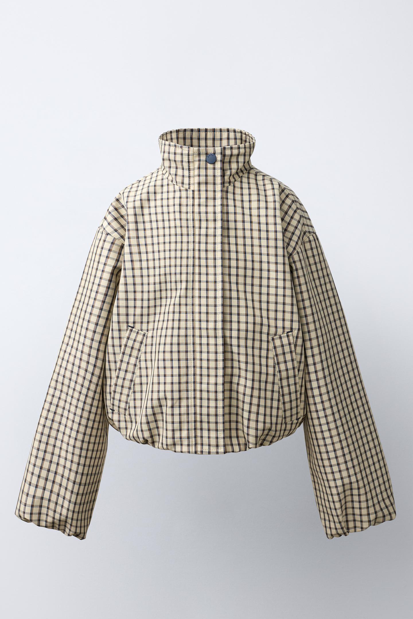 Куртка Zara Plaid Bomber, цвет: Экрю / Чёрный — фото 2