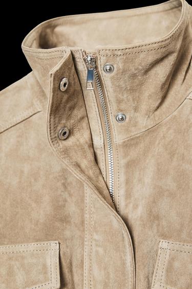 CHAQUETA PIEL ANTE - Marrón / Topo de Zara