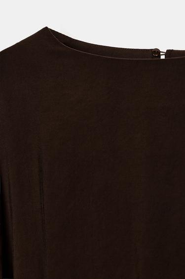 FLOWING PLEATED MIDI DRESS - Chocolate by Zara - Image 7