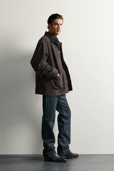 WASHED SUEDE LEATHER JACKET — Anthracite grey 3