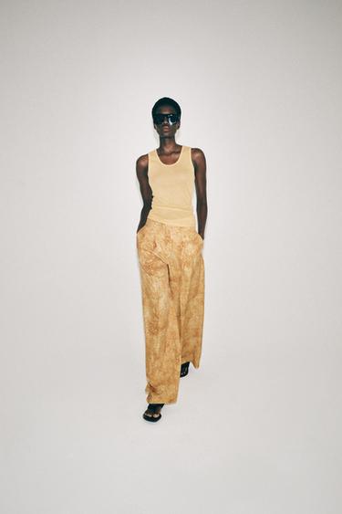 PANTALON IMPRIMÉ ZW COLLECTION - Ocre de Zara - Image 3