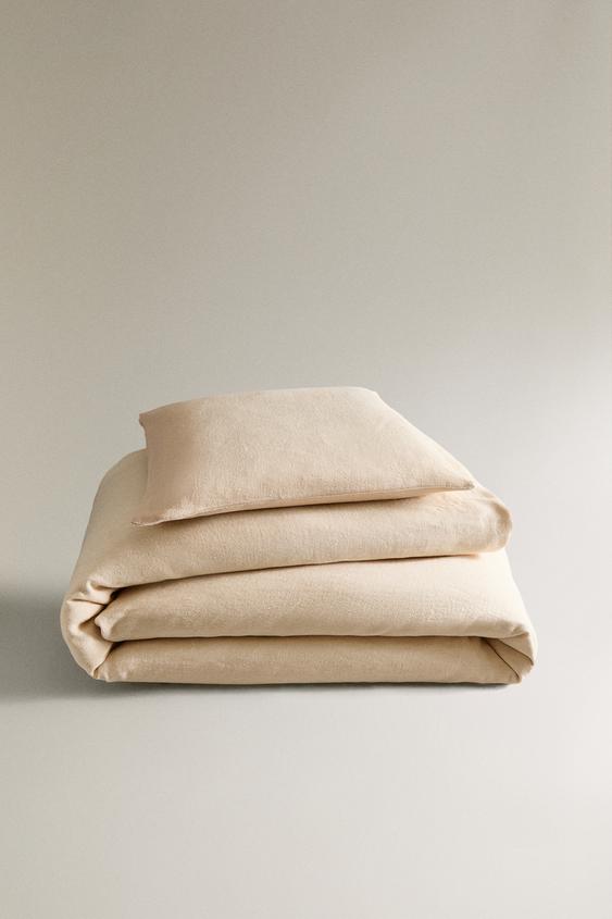 Zara WASHED LINEN BEDSPREAD (400 GxM²) - Sand - Image 0