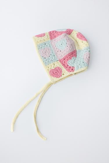 KNIT BONNET WITH CROCHET HEARTS - Multicoloured by Zara - Image 2
