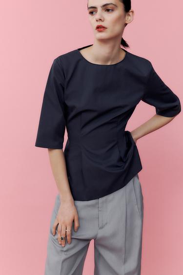 ZW COLLECTION PEPLUM TOP - Blue by Zara